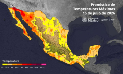 Mapa del pronóstico de temperaturas máximas en México correspondiente al 15 de julio de 2026.