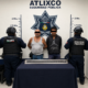 Dos personas detenidas por la Policía Municipal de Atlixco tras el presunto robo de una luminaria del sistema de alumbrado público.