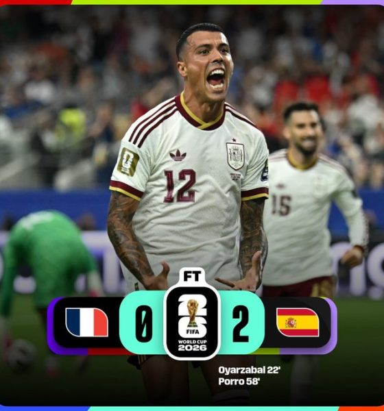 Marcador final del partido España 2-0 Francia correspondiente a las semifinales del Mundial 2026.