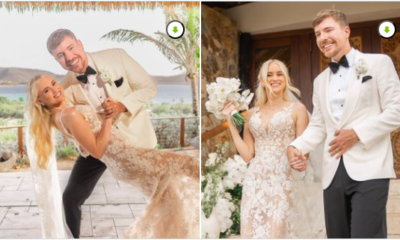 MrBeast y Thea Booysen posan durante su boda en fotografías compartidas en Instagram.