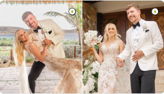 MrBeast y Thea Booysen posan durante su boda en fotografías compartidas en Instagram.