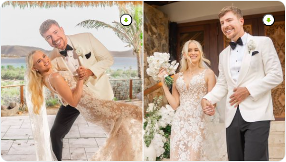 MrBeast y Thea Booysen posan durante su boda en fotografías compartidas en Instagram.