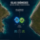 Infografía de las Islas Diómedes entre Rusia y Estados Unidos, separadas por cerca de cuatro kilómetros y la Línea Internacional de Cambio de Fecha.