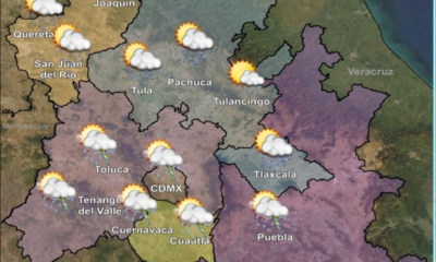 Pronóstico meteorológico para el centro de México con lluvias previstas en Puebla.