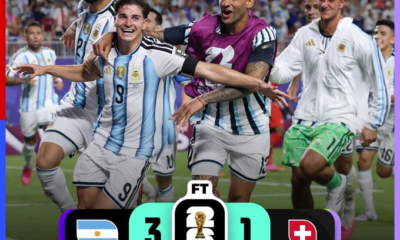 Jugadores de Argentina celebran el triunfo 3-1 sobre Suiza en los cuartos de final del Mundial 2026.