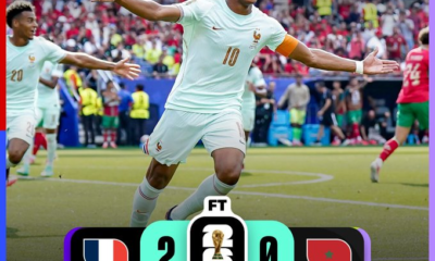 Kylian Mbappé celebra el primer gol de Francia durante la victoria 2-0 sobre Marruecos en los cuartos de final de la Copa Mundial de la FIFA 2026, resultado que clasificó al conjunto francés a las semifinales.