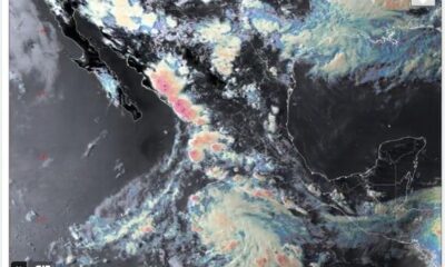 Imagen satelital GOES-19 con nubosidad sobre México asociada al pronóstico de lluvias del 13 de julio de 2026.