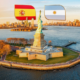 Imagen promocional de la Final del Mundial 2026 entre España y Argentina con la Estatua de la Libertad al fondo.