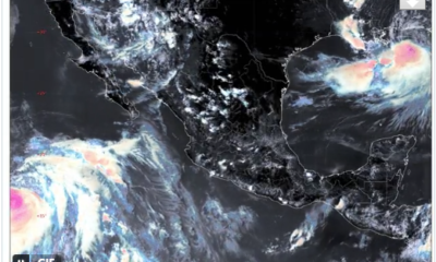 Imagen satelital GOES-19 que muestra nubosidad asociada al pronóstico de lluvias en México.