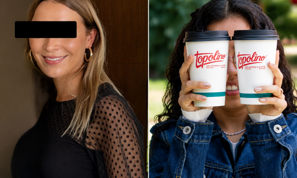 Imagen comparativa relacionada con la empresaria Francesca Marilisa Soliman Minutti y la marca de cafeterías Topolino, tema que volvió al debate público tras su detención en Atlixco por un proceso penal iniciado por hechos ocurridos en 2014.