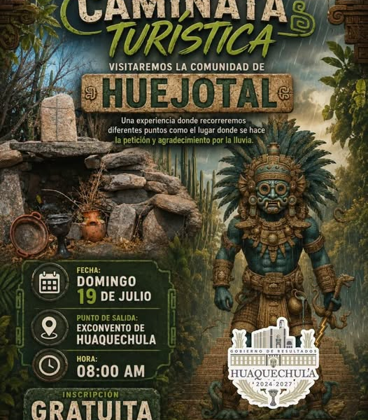 Cartel oficial de la 3.ª Caminata Turística hacia Huejotal organizada por el Ayuntamiento de Huaquechula.