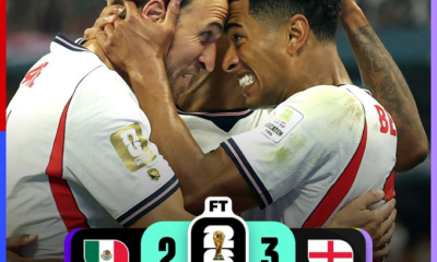 Jugadores de Inglaterra celebran la victoria 3-2 sobre México en los octavos de final de la Copa Mundial de la FIFA 2026, resultado que clasificó al conjunto inglés a los cuartos de final.
