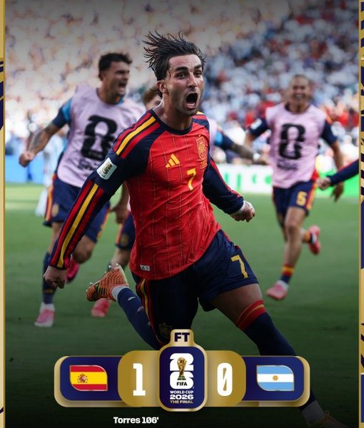 Ferran Torres celebra el gol de España ante Argentina en la Final de la Copa Mundial de la FIFA 2026.