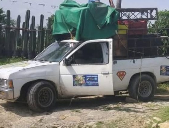 Camioneta blanca rotulada de Sonido Marrano, reportada como robada en Atlixco durante la madrugada del 20 de julio de 2026.